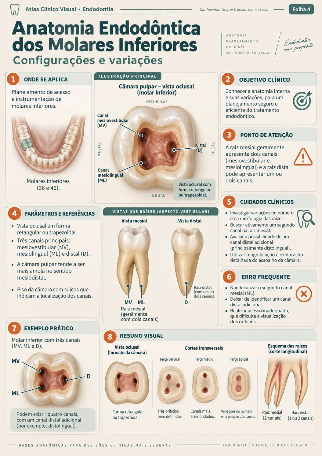 Exemplo de mapa clínico visual de endodontia